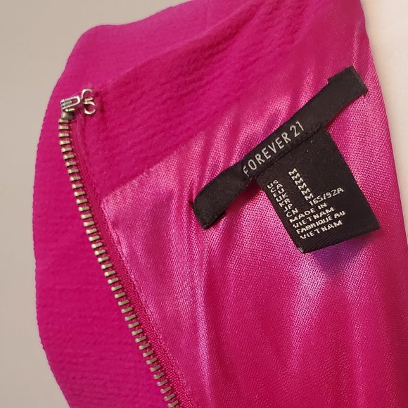 FUCSIA PINK PEPLUM Top Exposed Gold Zipper Feature Office Siren Dressy Party Top - Picture 7 of 9